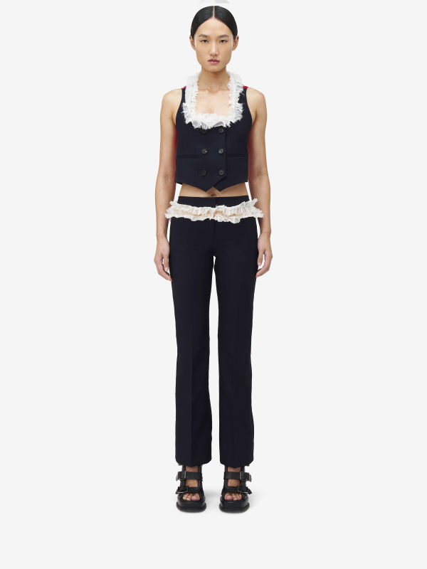 ALEXANDER MCQUEEN - Slashed Creponne Detail Kickback Trousers - Item 829923QJADK4100